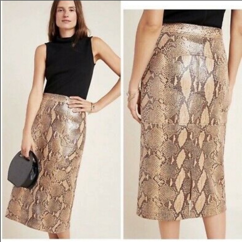 Anthropologie Current Air Faux Snake Pencil Skirt